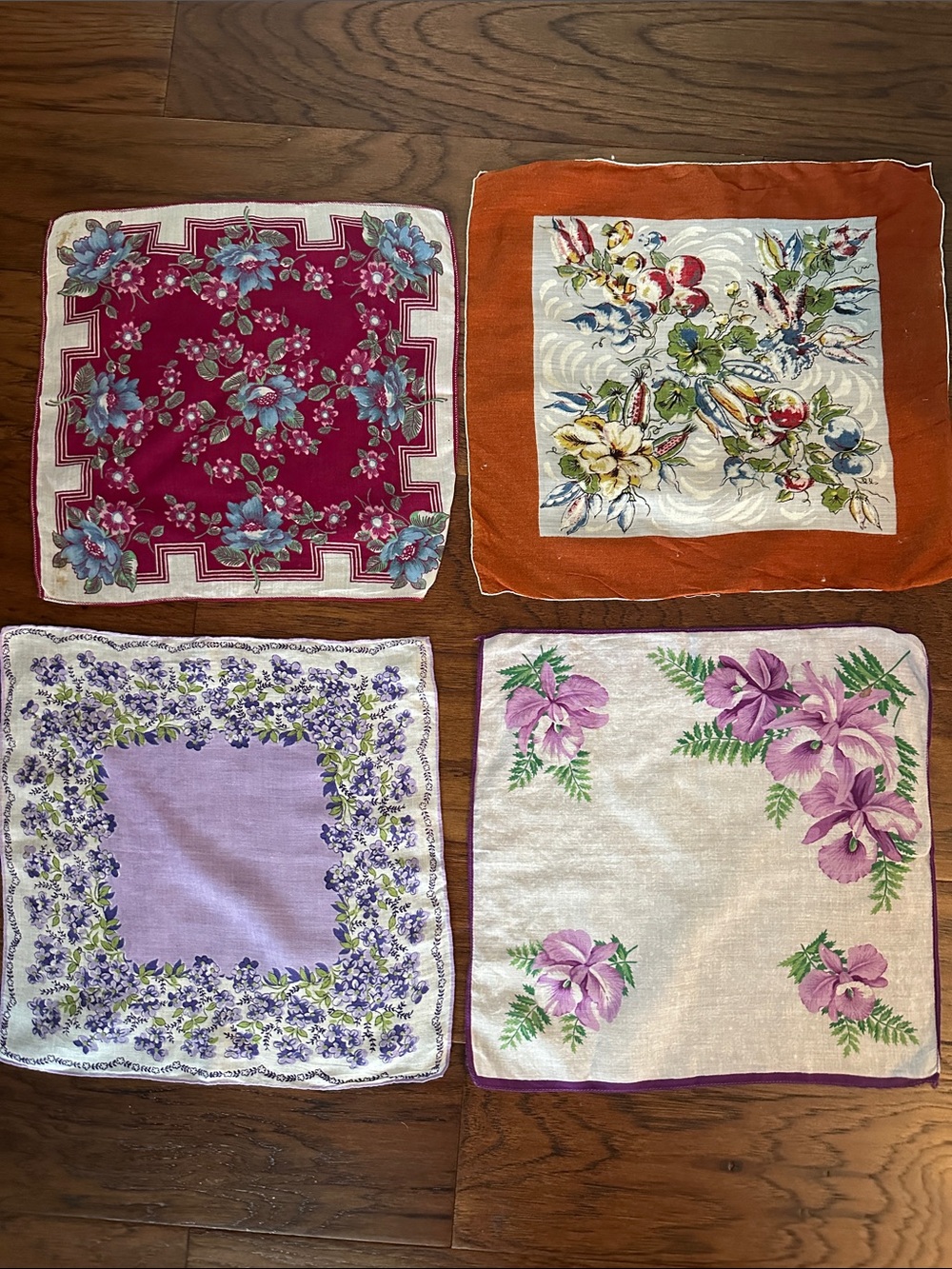 Vintage Floral Cotton Handkerchiefs